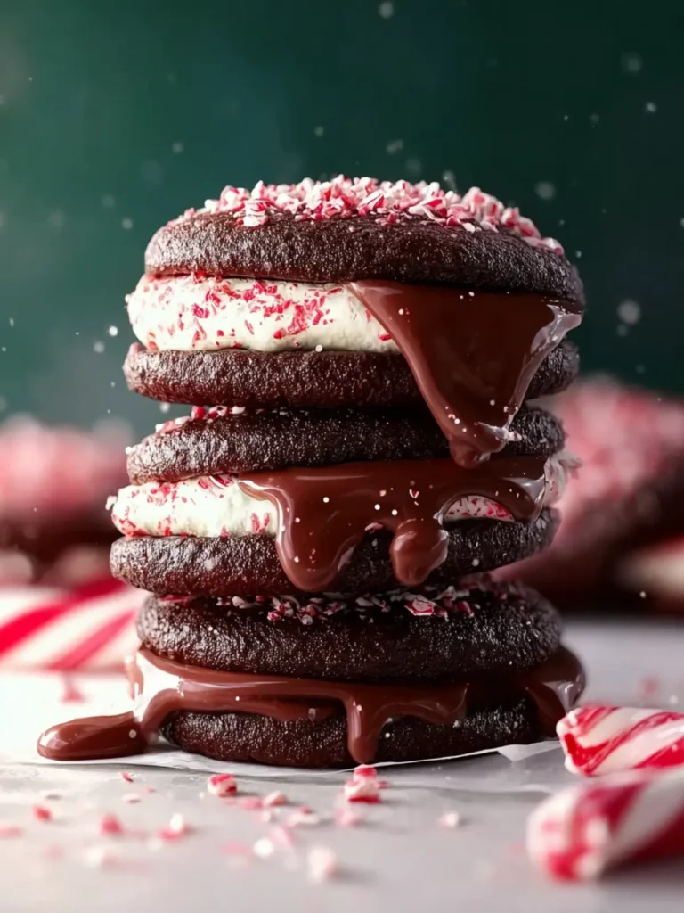 Chocolate Peppermint Sandwich Cookies First Image