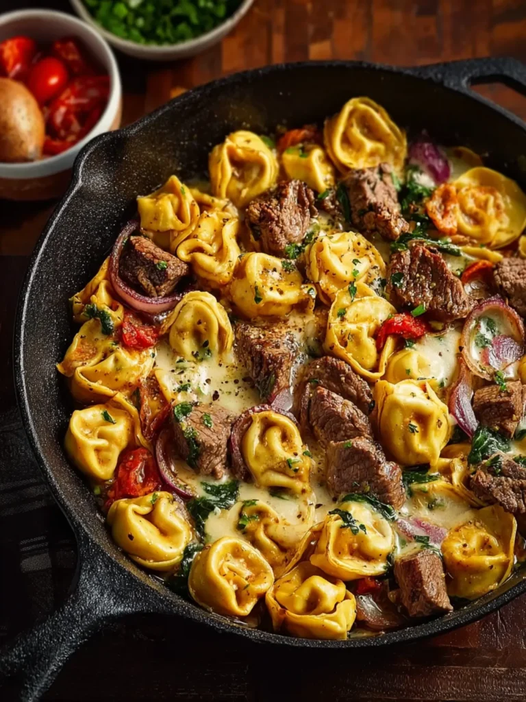 Garlic Steak & Cheese-Filled Tortellini Skillet First Image
