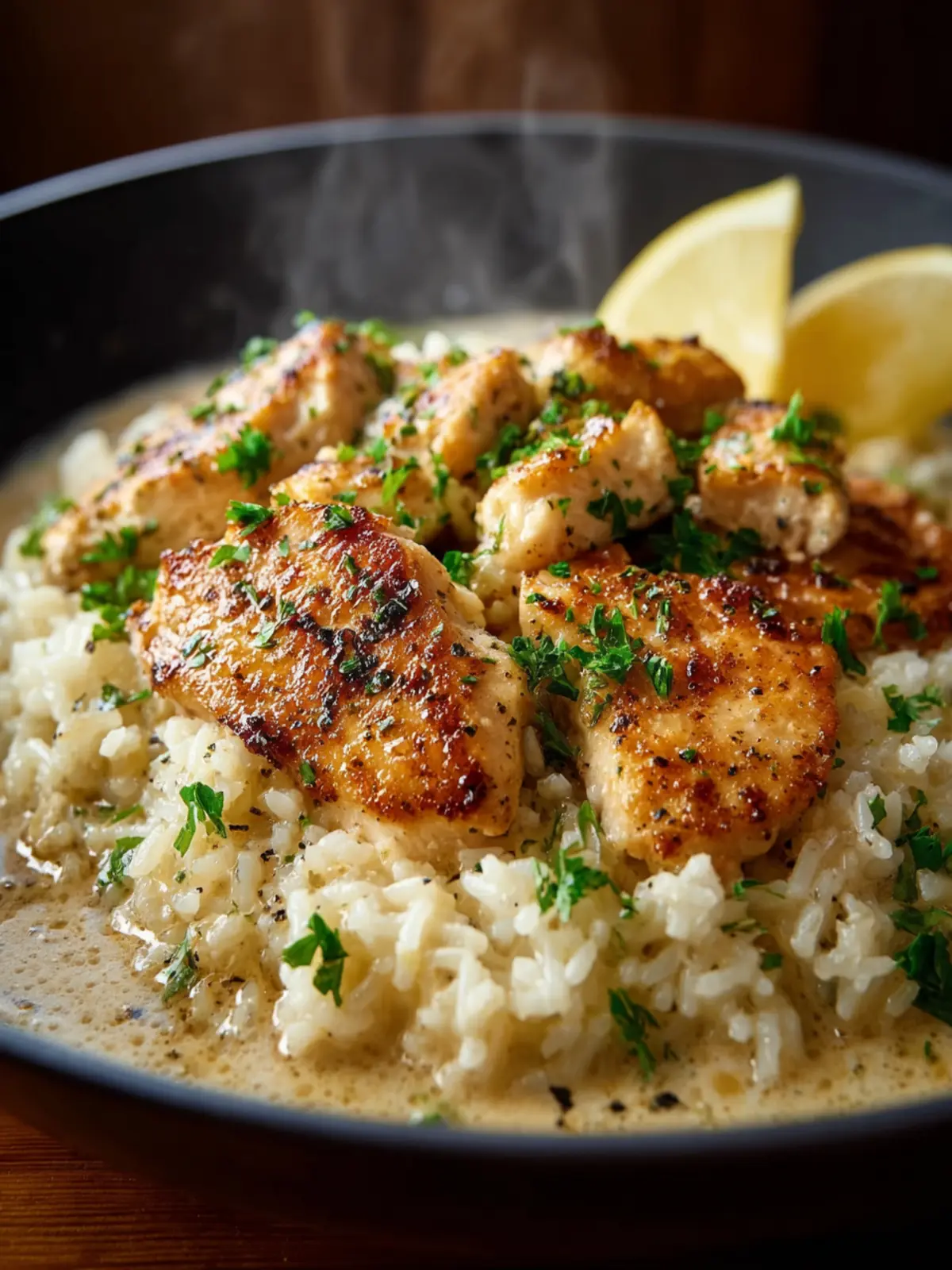Creamy Garlic Parmesan Chicken & Rice Skillet Delight First Image