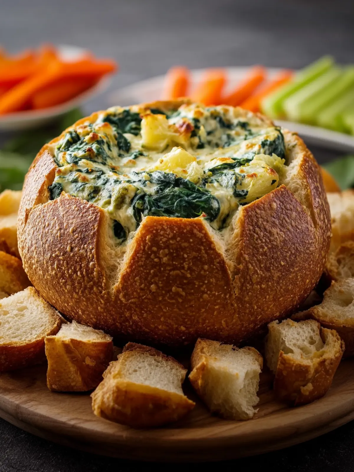 Spinach Artichoke Bread Bowl Dip First Image