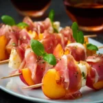 Elegant Prosciutto and Pickled Peach Appetizer Skewers First Image