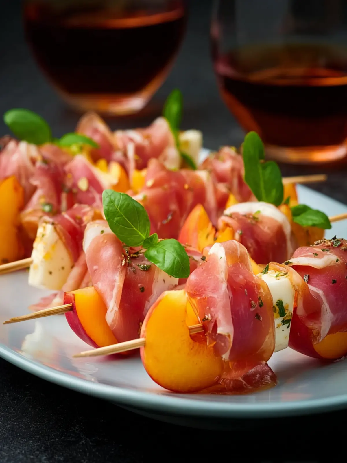 Elegant Prosciutto and Pickled Peach Appetizer Skewers First Image