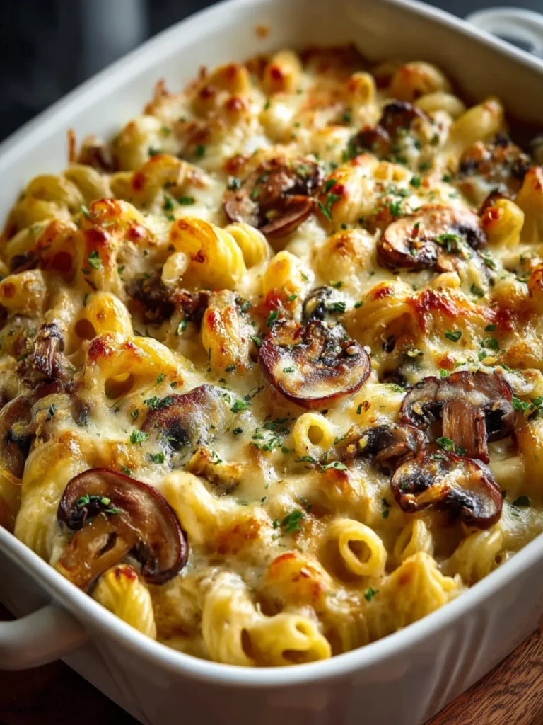 Irresistible Creamy Garlic Mushroom Macaroni Bake First Image